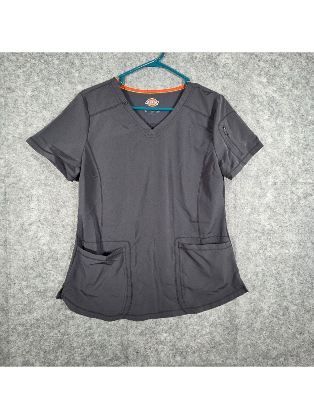 Dickies Women's Shirt Scrub Top Nursing V neck short sleeve Gray Size M